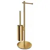 Image de Omnires, Dérouleur de papier toilette, Modern Project Toilettenpapierhalter mit Toilettenbürste, gebürstetes Gold