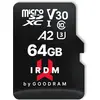 Image de Goodram IRDM microSDXC 64GB V30 UHS-I U3 + adaptateur (64 Go, microSDXC, SDXC, U3, UHS-I), Carte mémoire, Noir