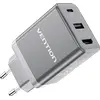 Image de Vention FJAH0-UE USB(C+A)+HDMI GaN mains charger (60W/5W/4K@60Hz) (grey) (65 W, 3 ports), Chargeur USB, Gris