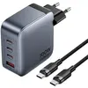 Image de Vention Chargeur d'énergie 3x USBC1x USBA avec câble USBC vers USBC (100 W), Chargeur USB, Gris