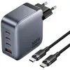 Image de Vention 3x Usb-c 1x Usb-a Avec Câble Usb-c Vers Usb-c Chargeur Mural Usb-a Et Usb-c 1 M 30-100w