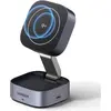 Image de Ugreen Station de recharge magnétique pliable Qi2 2-en-1 (15 W), Chargeur sans fil, Gris