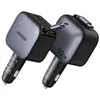 Image de Chargeur voiture Ugreen rétractable USB Type A et USB Type C 90 W Noir et Gris anodisé