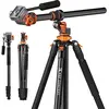 Image de K&F Concept T254A7+FH-03 Magnesium Aluminum Alloy Tripod (Métal), Trépied, Noir, Orange