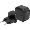 Image de Energea  ad. siec. 2xUSB-C PD-PPS 45W 2C czarny/black US+UE Travelite GAN45 (45 W, 2 ports), Chargeur USB, Noir