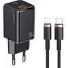 Image de Usams  ad. siec. 1xUSB-C+1xUSB T43 33W PD3.0 +QC3.0 + câble U63 USB-C na lightning czarny/black USK (33 W), Chargeur USB, Noir