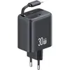 Image de Usams  ad. siec. 1xUSB-C ze zwijanym kablem USB-C Retractable PD+QC 30W Gan Fast Charging czarny/bla (30 W, 2 ports), Chargeur USB, Noir