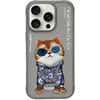 Image de Nimmy case iPhone 16 Pro Max 6.9" gray Glasses Cool Cat (Apple iPhone 16 Pro Max), Coque pour téléphone portable, Gris