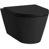 Image de Laufen, Cuvette toilettes + bidet, WC suspendu KARTELL sans rebord, chasse d'eau basse position noir mat