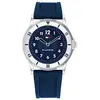 Image de Tommy Hilfiger, Montre, Montre avec mouvement quartz à trois aiguilles pour jeunes avec bracelet en silicone bleu, Bleu, Argent, (Horloge analogique, 45 mm)