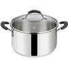 Image de Lagostina Casserole Tempra Fonda avec couvercle en acier inoxydable, Poêle + casserole, Argent