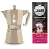 Image de Set cafetière Bialetti Moka Exclusive Induction couleur sable + 1 paquet de café Pregiato de 250 gr