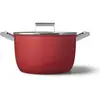 Image de Smeg CKFC2611RDM Cocotte Ø 26 cm avec couvercle en verre, 2 poignées, rouge, Poêle + casserole, Rouge