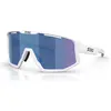 Image de Bliz, Unisexe, Lunettes de sport, Fusion (blanc mat, Smoke/Blue Multicolor), Blanc, Bleu, Gris