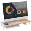 Image de Techly Support d'écran Riser, bois naturel, Réhausseur pour moniteur, Blanc, Marron
