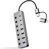 Image de Nanocable Hub USB-C / USB-A - 7 ports (Gris) (USB-A, USB-C, 7 ports), Station d'accueil + hub USB, Argent
