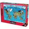 Image de Anatolian 3338 puzzle de Enfants 260XL pcs. Carte du monde avec animaux (260 pièces)