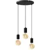 Image de Calex, Suspension, Retro Deckenlampe - 3x E27 - Hanging Lamp Industrial - ãösen Pendellamp -Runde - Schwarz (E27)