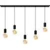 Image de Calex, Suspension, Retro Deckenlampe - 5x E27 - Hanging Lamp Industrial - 14 x 130 cm Pendellamp - Schwarz (E27)
