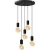 Image de Calex, Suspension, Retro -Deckenlampe - 5x E27 - Hanging Lamp Industrial - roh Pendellamp Runde - Schwarz (E27)
