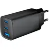 Image de Gembird Chargeur de distribution d'énergie 1xA 2xC GaN Noir (65 W, 3 ports), Chargeur USB, Noir