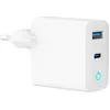 Image de Gembird Chargeur secteur - 1x USB-C + 1x USB-A 65W (Blanc) (65 W, 2 ports), Chargeur USB, Blanc