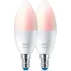 Image de WiZ, Ampoule, Tunable White & Color (E14, 470 lm, 2 x)