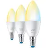Image de WiZ, Ampoule, 3 ampoules flamme 40 W C37 E14 (E14, 470 lm, 3 x)
