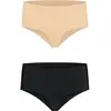 Image de Bye Bra, Femmes, Sous-vêtements, Invisible High Brief Nude + Black XXL, Beige, (XL, lot de 2)
