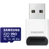 Image de Samsung PRO Plus avec lecteur de carte USB (512 Go, microSDXC, U3, UHS-I), Carte mémoire, Bleu