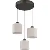 Image de Globo, Suspension, Suspension LED Thea 24 W, blanc chaud, noir-chrome mat, métal couleur crème, lin, Ø 49 cm (1150 lm)