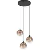 Image de EGLO, Suspension, Lustre suspendu à trois ampoules en verre fumé avec abat-jour rond (E27)