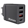 Image de Verbatim - Adaptateur secteur - 30 Watt - 5 A - PD 3.0, QC 3.0 - 4 connecteurs de sortie (24 pin USB-C, 3 x USB Type A) - noir - Europe