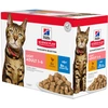 Image de Hill's Science Plan Adult Light poulet pour chat - En complément : 12 x 85 g sachets Hill's Science Plan Adult Light viande et poisson