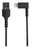 Image de StarTech.com Câble USB-A vers Lightning Noir Robuste 1m Coudé à 90° - Câble de Charge/Synchronisation USB Type A vers Lightning en Fibre Aramide Résistante - Apple MFi - iPhone (RUSBLTMM1MBR) - Câble Lightning - Lightning mâle incliné pour USB m 
