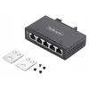 Image de StarTech.com 5-Port Unmanaged Industrial Ethernet Switch - IP30 - TAA - Commutateur - non gÃ©rÃ© - 5 x 10/100/1000Base-T - Montage sur rail DIN, fixation murale - DC - ConformitÃ© TAA