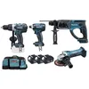 Image de Makita Ensemble de 4 machines MAKITA - 3 Batteries 18V Li-Ion 4.0 - Perceuse DDF458 + Meuleuse DTD152 + Perfo DHR202 + Visseuse DGA452 - DLX4054MX1