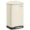 Image de Songmics Poubelle de cuisine, 30L, Poubelle en acier avec pédale, Couvercle et Seau Intérieur, Fermeture en douceur, Blanc Nuage