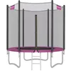 Image de Songmics Songmics-Trampoline Extérieur Enfant Ø 183 Cm, Filet De Protection Externe, Coussins De Sécurité, Échelle, Poteau Droit De 180 Cm De Haut, Cadre En Acier Noir Et Rose