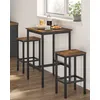 Image de Vasagle Ensemble table de bar avec 2 tabourets effet bois marron rustique
