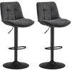 Image de Vasagle Tabourets de bar, Lot de 2, Siège Pivotant à hauteur Réglable, avec dossier et Repose-Pieds, Salle à manger, Comptoir, Acier, Gris Ardoise