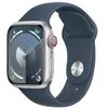 Image de Apple Watch Series 9 (GPS + Cellular) - 41 mm - aluminium argenté - montre intelligente avec bande sport - fluoroélastomère - bleu orage - taille du bracelet : S/M - 64 Go - Wi-Fi, Bluetooth, UWB, LTE - 4G - 32.1 g