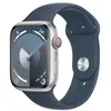 Image de Apple Watch Series 9 GPS + Cellular 45mm Boîtier en Aluminium Argenté avec bracelet sport bleu tempête S/M