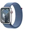 Image de Apple Watch Series 9 (GPS + Cellular) - 45 mm - aluminium argenté - montre intelligente avec boucle sport - deux couches de matières textiles tissées - bleu hiver - taille du poignet : 145-220 mm - 64 Go - Wi-Fi, Bluetooth, UWB, LTE - 4G - 39 g