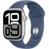 Image de Apple Apple Watch Series 10 GPS + Cellular - 42mm - Boîtier Silver Aluminium - Bracelet Denim Sport Band - S/M