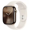 Image de Apple Watch Series 10 GPS + Cellular 46 mm Boîtier en Titane Or avec Bracelet Sport Lumière Stellaire S/M