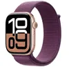 Image de Apple Watch Series 10 (GPS + Cellular) - 46 mm - aluminium rose or - montre intelligente avec boucle sport - deux couches de matières textiles tissées - lie-de-vin - taille du poignet : 145-220 mm - 64 Go - LTE, Wi-Fi 4, UWB, Bluetooth - 4G - 35.3 g
