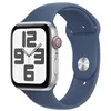 Image de Apple Watch SE (GPS + Cellular) - 2e génération - 44 mm - aluminium argenté - montre intelligente avec bande sport - fluoroélastomère - denim - taille du bracelet : S/M - 32 Go - LTE, Wi-Fi 4, Bluetooth - 4G - 33 g