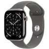 Image de Apple Watch Series 11 GPS + Cellular 42 mm Boitier en Titane Naturel avec Bracelett Sport Gris Minéral - S/M