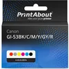 Image de PrintAbout huismerk Inktcartridge GI-53BK/C/M/Y/GY/R 6-kleuren Multipack Geschikt voor Canon